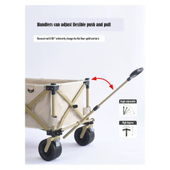 Heavy Duty Shopping Trolley Folding Multi-Functional Portable Utility Wagon Beach Trolley with Storage Basket Outdoor Camping Garden Cart with Adjustable Handle