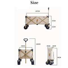 Heavy Duty Shopping Trolley Folding Multi-Functional Portable Utility Wagon Beach Trolley with Storage Basket Outdoor Camping Garden Cart with Adjustable Handle