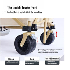 Heavy Duty Shopping Trolley Folding Multi-Functional Portable Utility Wagon Beach Trolley with Storage Basket Outdoor Camping Garden Cart with Adjustable Handle