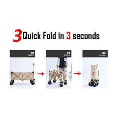 Heavy Duty Shopping Trolley Folding Multi-Functional Portable Utility Wagon Beach Trolley with Storage Basket Outdoor Camping Garden Cart with Adjustable Handle