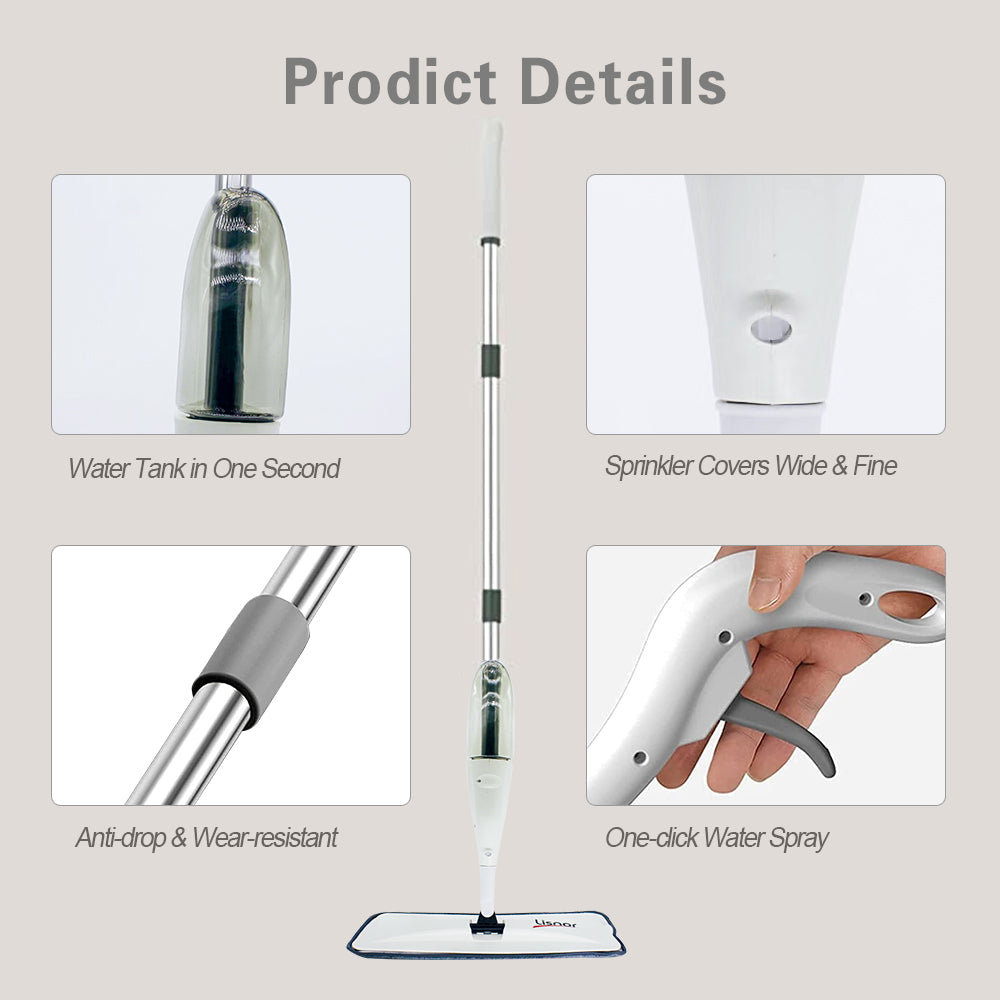 Spray Mop Floor Cleaner for Kitchen Wood Floor Ceramic Tiles Floor Dust Cleaning, 360 Microfiber Water