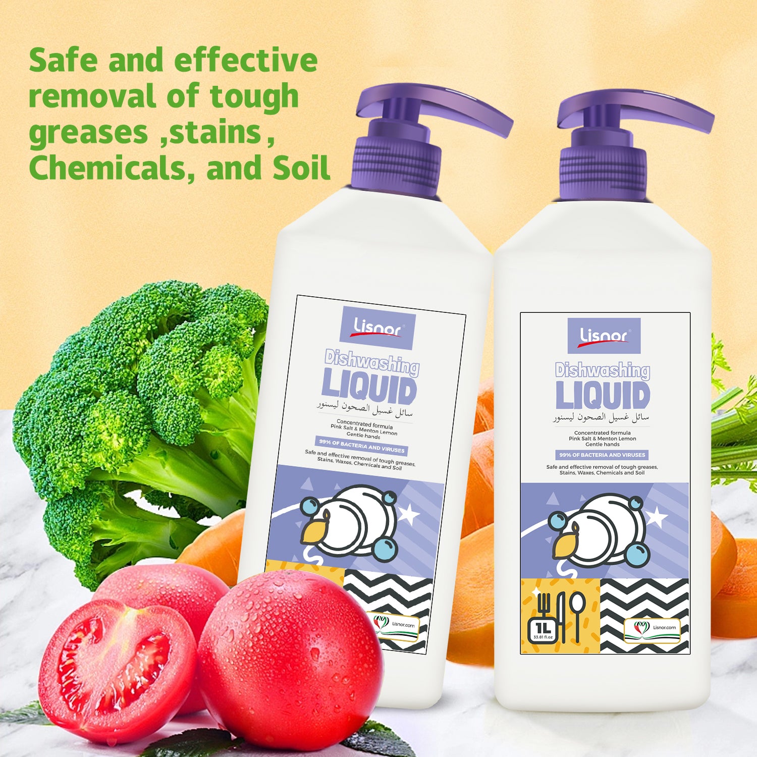 Dishwashing Liquid, Concentrated Formula, Pink Salt & Menton Lemon 1000ML, Pack of 1