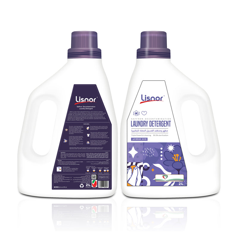 Laundry Liquid Detergent Saffron 2L. All In One Powerful Cleaning & Stain Remover With Aromatic Fragrance And Fabric Softener